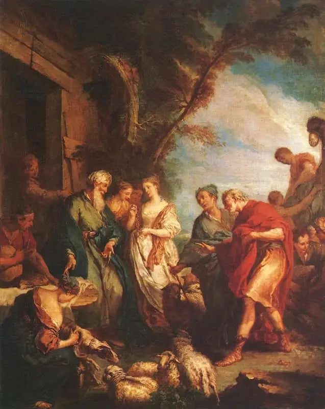 Rebeca recebe de Eleazar as presentes de Abraão - François Boucher