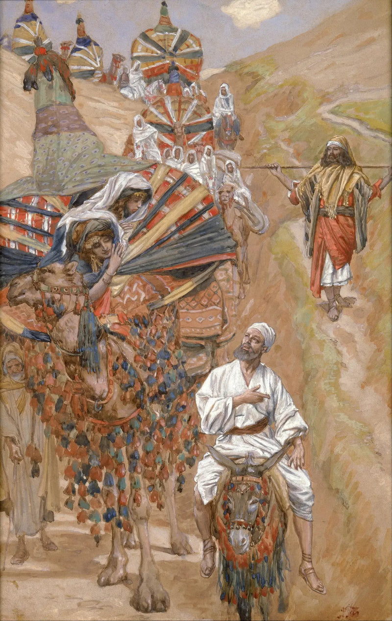 Rebecca encontra Isaac no caminho - James Tissot