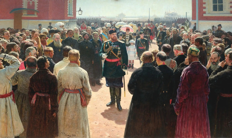 Recepção por Alexandre III dos síndicos de volosts no pátio do Palácio Petrovski - Ilya Repin