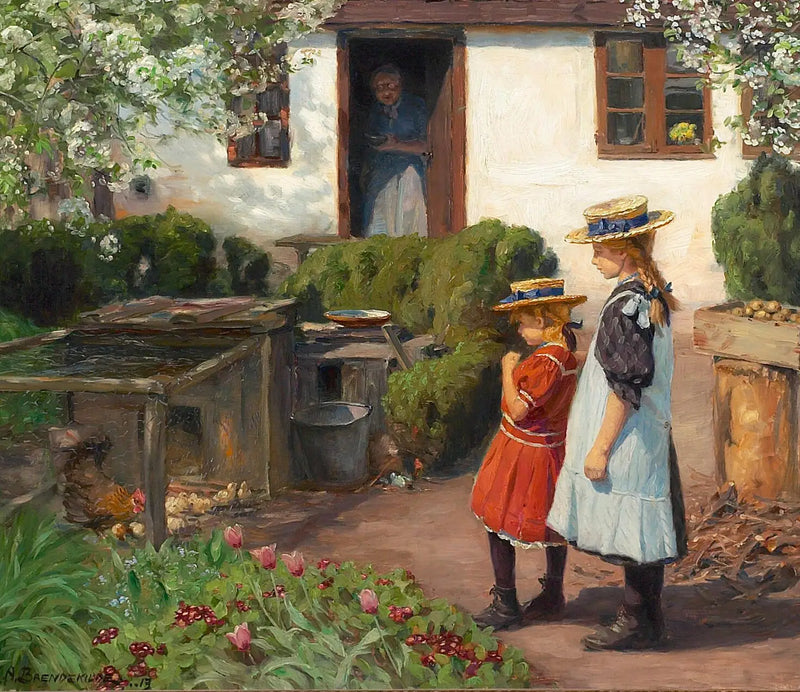 Olhe para os pintinhos. - H. A. Brendekilde