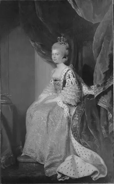 Rainha Charlotte-Sofia de Mecklenburg-Strelitz. Esposa de Jorge III. - Joshua Reynolds