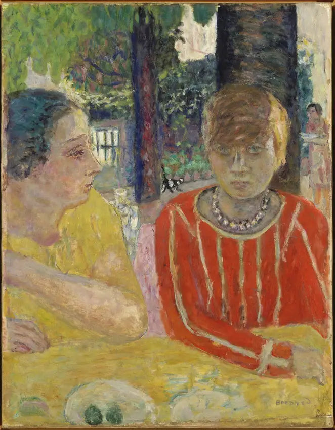 Rainha Natanson e Marthe Bonnard com corpete vermelho - Pierre Bonnard