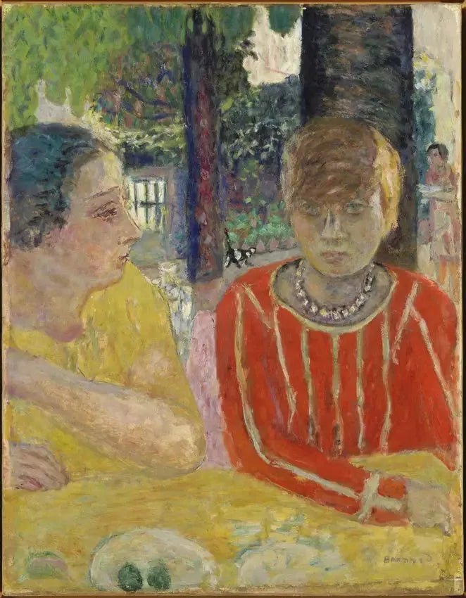 Rainha Natanson e Marthe Bonnard com corpete vermelho - Pierre Bonnard