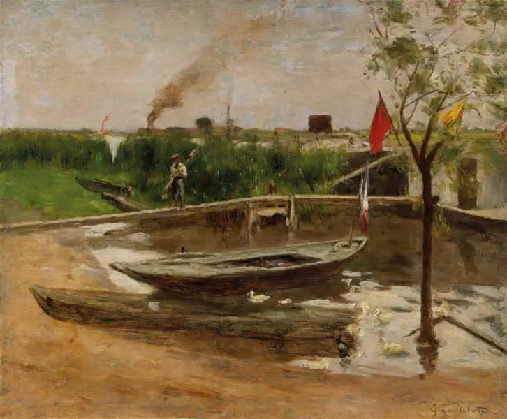 Descarregamento de barcos perto de Port-Marly - Gustave Caillebotte