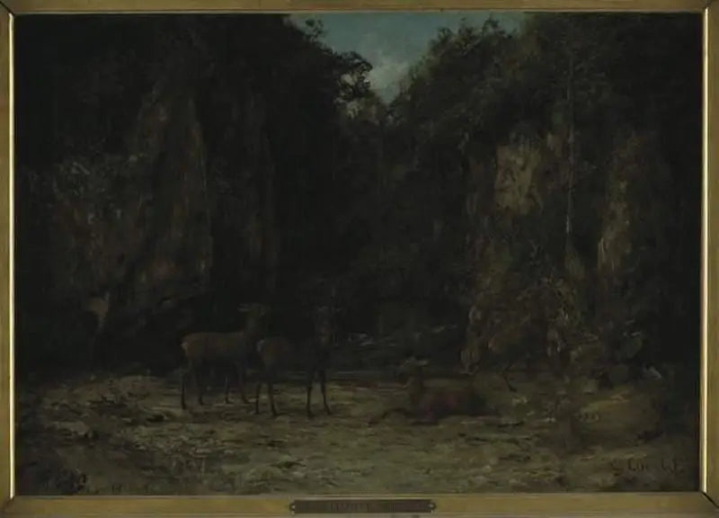 Reunião de veados ao entardecer - Gustave Courbet