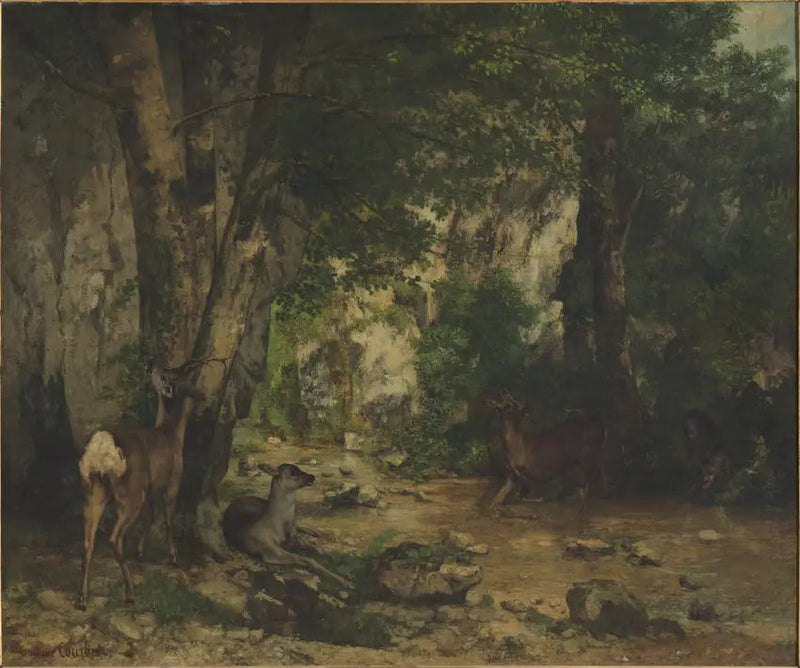 Caçada de veados no riacho de Plaisir-Fontaine - Gustave Courbet