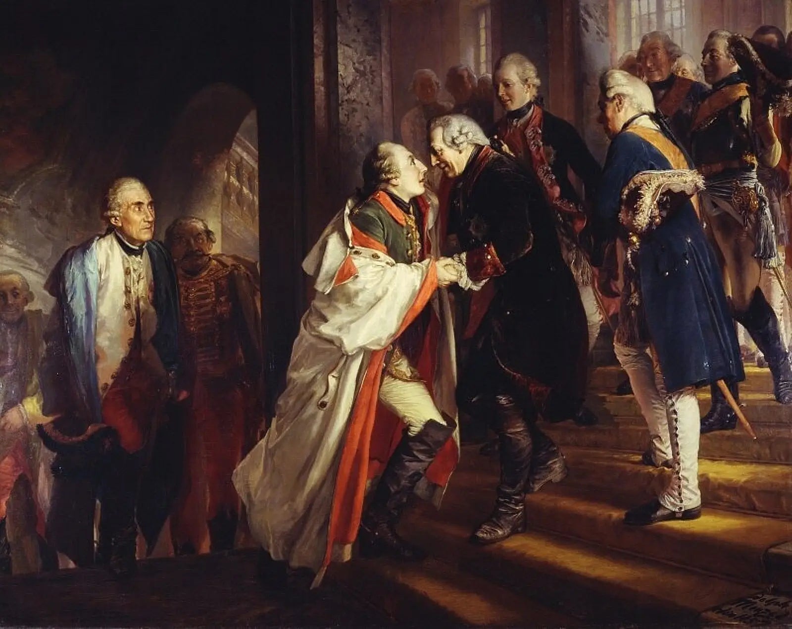 Rencontre de Frédéric II avec l’empereur Joseph II à Neisse en 1769 - Adolph von Menzel - Alpha Reproduction