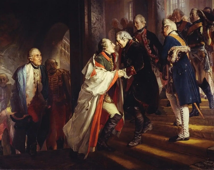 Encontro de Frederico II com o imperador Joseph II em Neisse em 1769 - Adolph von Menzel
