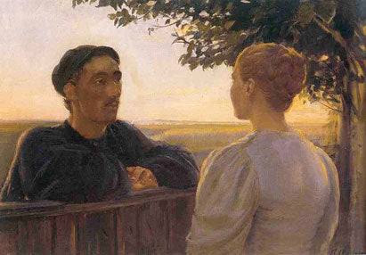 Encontro da noite perto da cerca do jardim - Anna Ancher