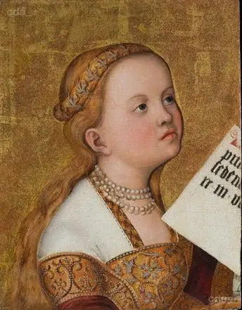 Retábulo de Praga [ala esquerda, fragmento] : Santa (Apolônia?) - Lucas Cranach, o Velho