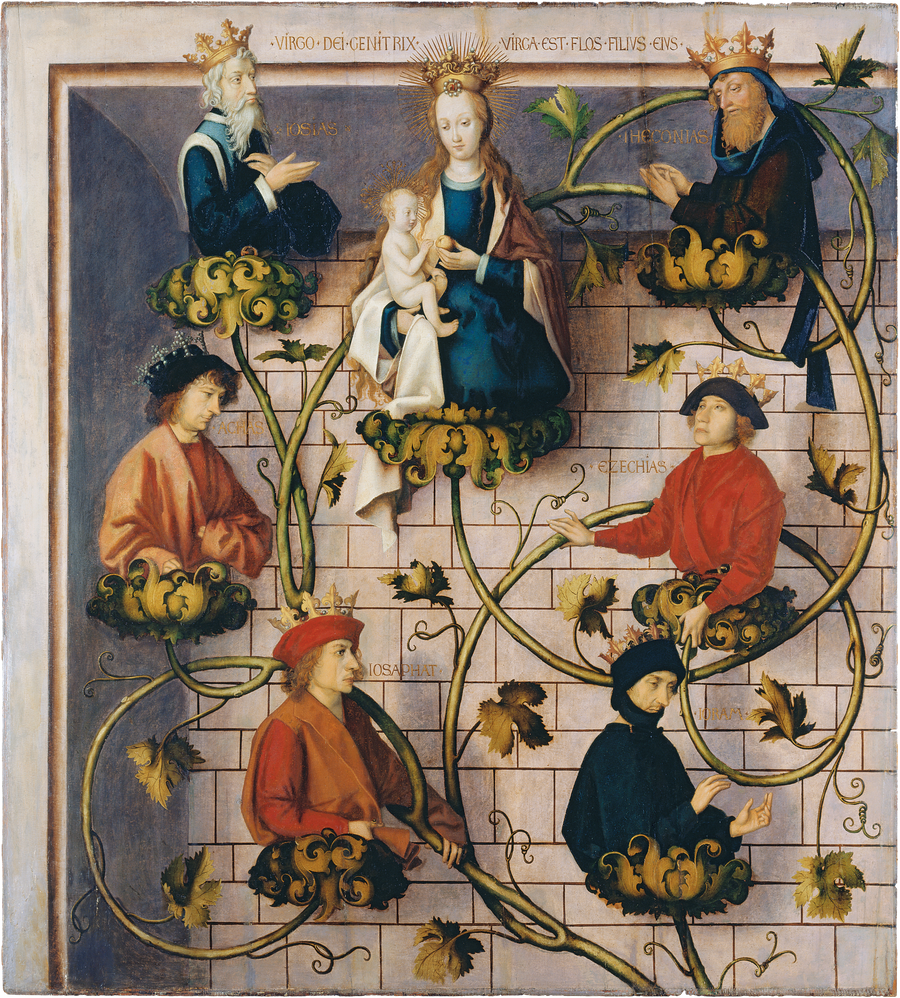 Retábulo dominicano de Frankfurt: Árvore de Jessé (parte superior) - Hans Holbein o Velho