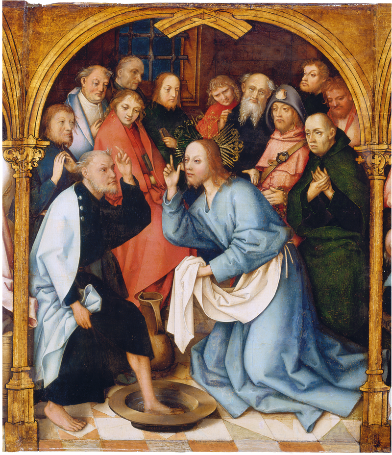 Retábulo dominicano de Frankfurt: O Cristo lavando os pés de São Pedro - Hans Holbein o Velho