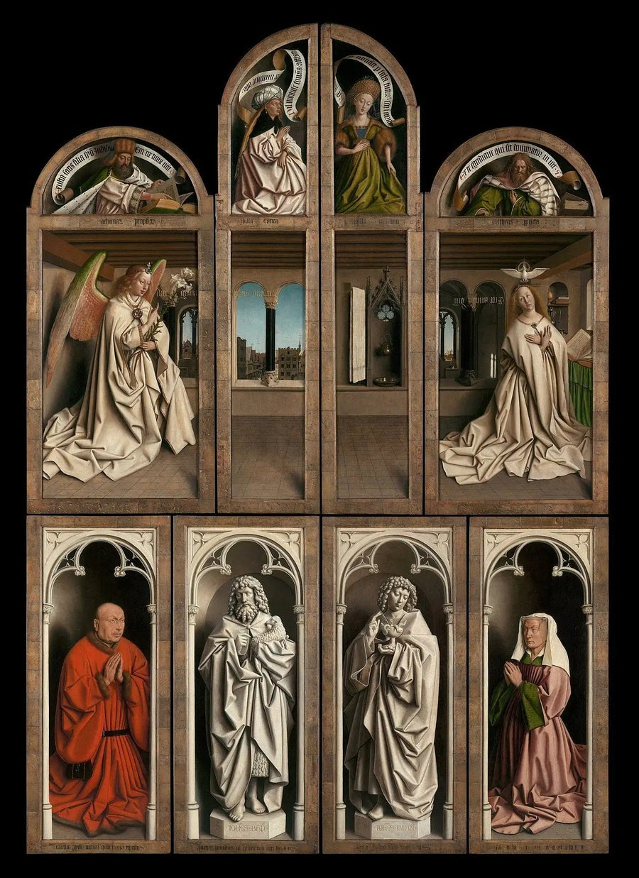 Reverso das persianas. Interior do quarto. - Jan van Eyck