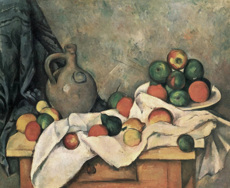 Cortina, jarra e compoteira - Paul Cézanne
