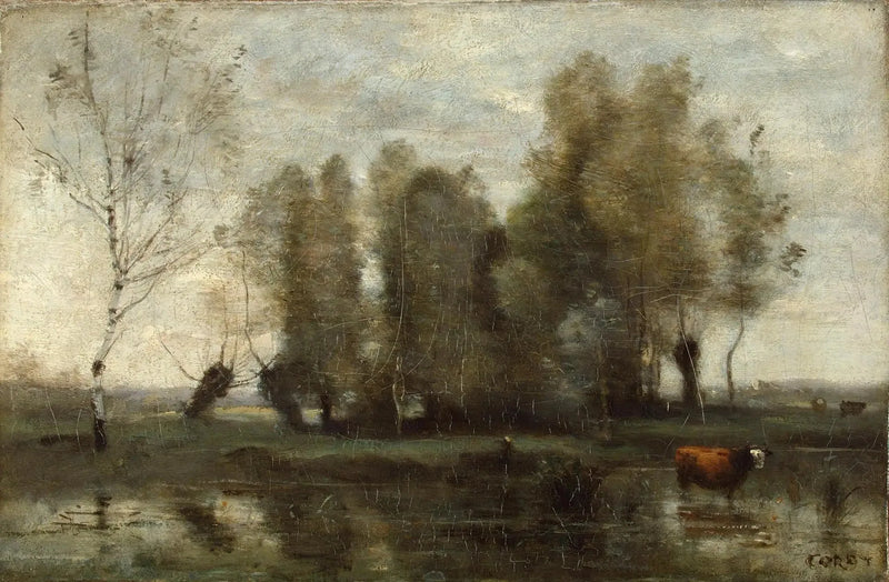 Cortina de árvores nos pântanos - Jean-Baptiste Camille Corot