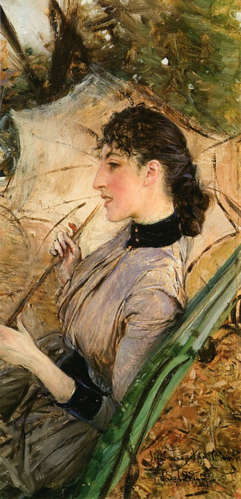 Retrato de Alaide Banti com guarda-chuva - Giovanni Boldini
