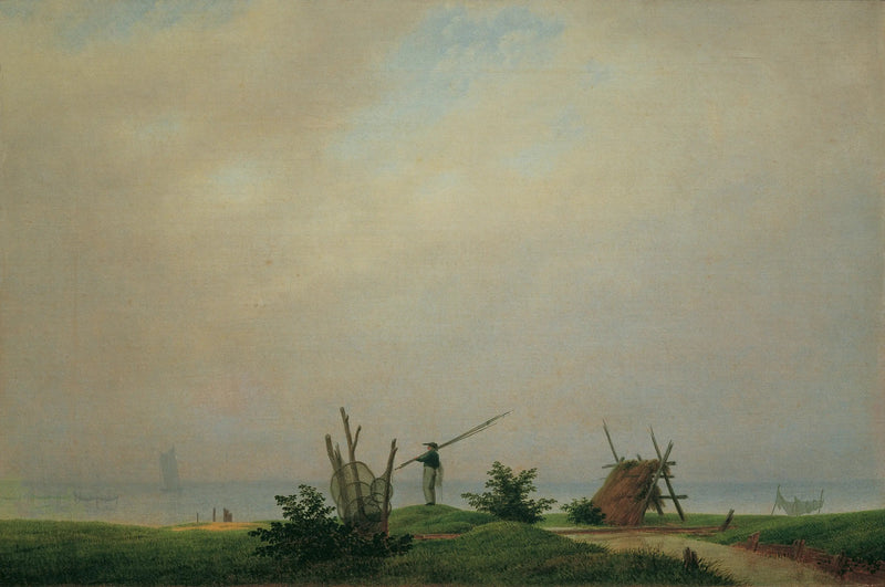 Costa com pescador - Caspar David Friedrich
