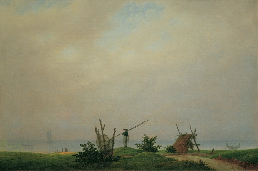 Costa com pescador - Caspar David Friedrich