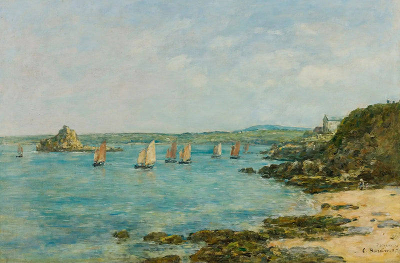 Costa de Douarnenez, barcos de pesca na baía - Eugène Boudin