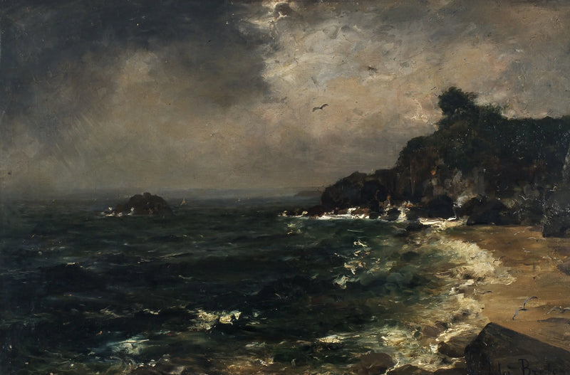 Rivage sob a tempestade - Marinha - Jules Breton