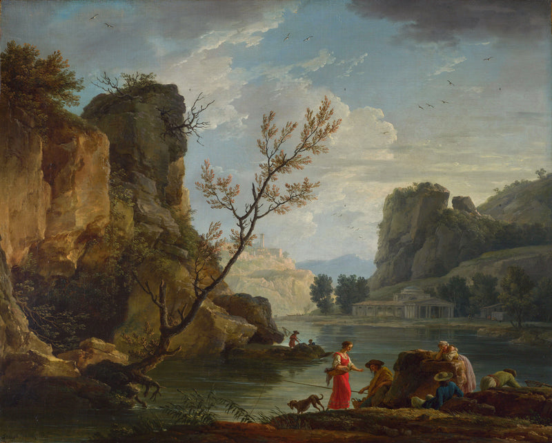 Une rivière avec des pêcheurs - Joseph Vernet