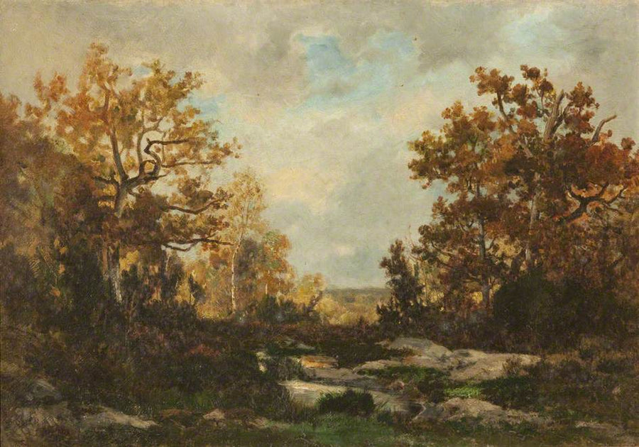 Rivière dans un paysage boisé - Théodore Rousseau image 1 reproduction artisanale de tableau
