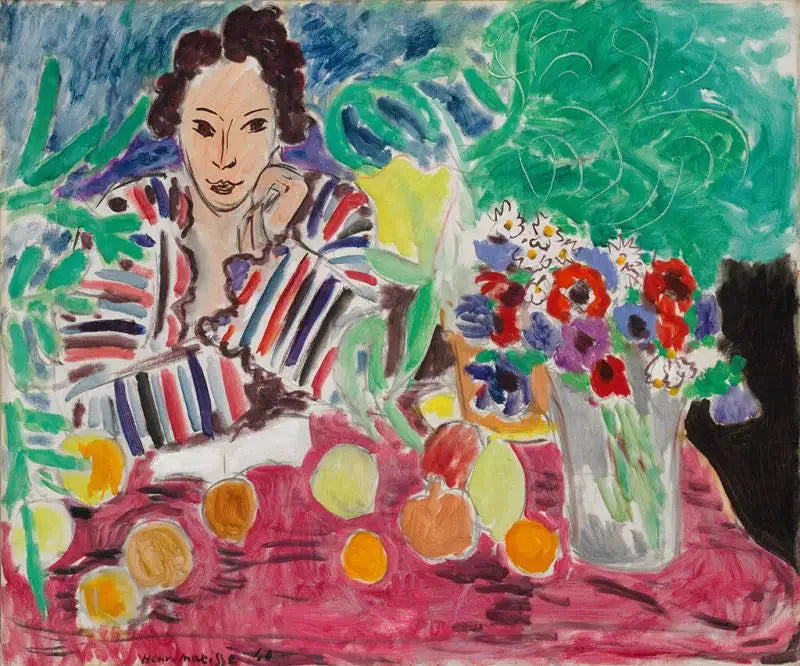 Vestido listrado, Frutas e Anêmonas - Henri Matisse