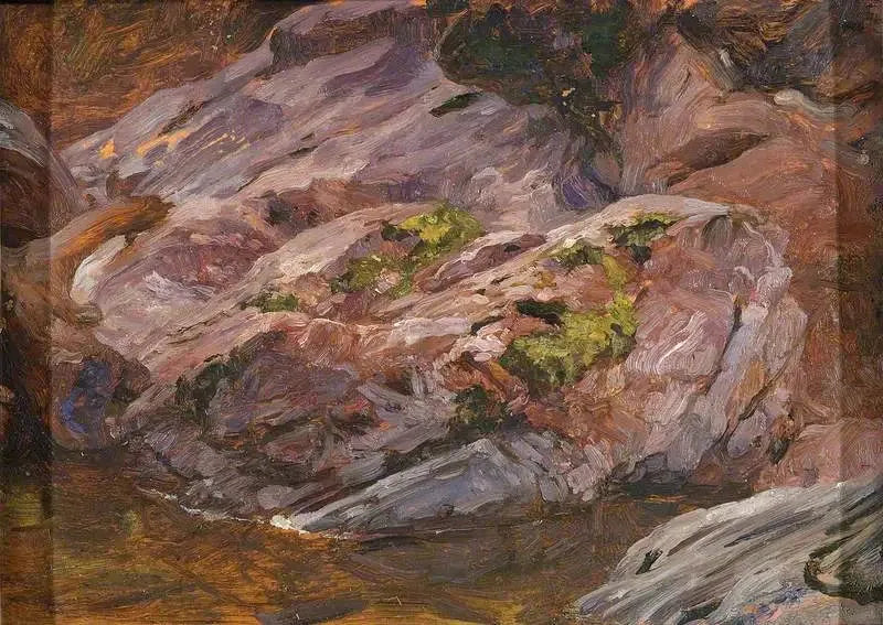  Roches de granito rosa, rio Findhorn - Frederic Leighton