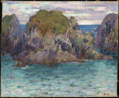 Rochers sur la côte bretonne ; Goulphar Belle-Île - Armand Guillaumin - Alpha Reproduction