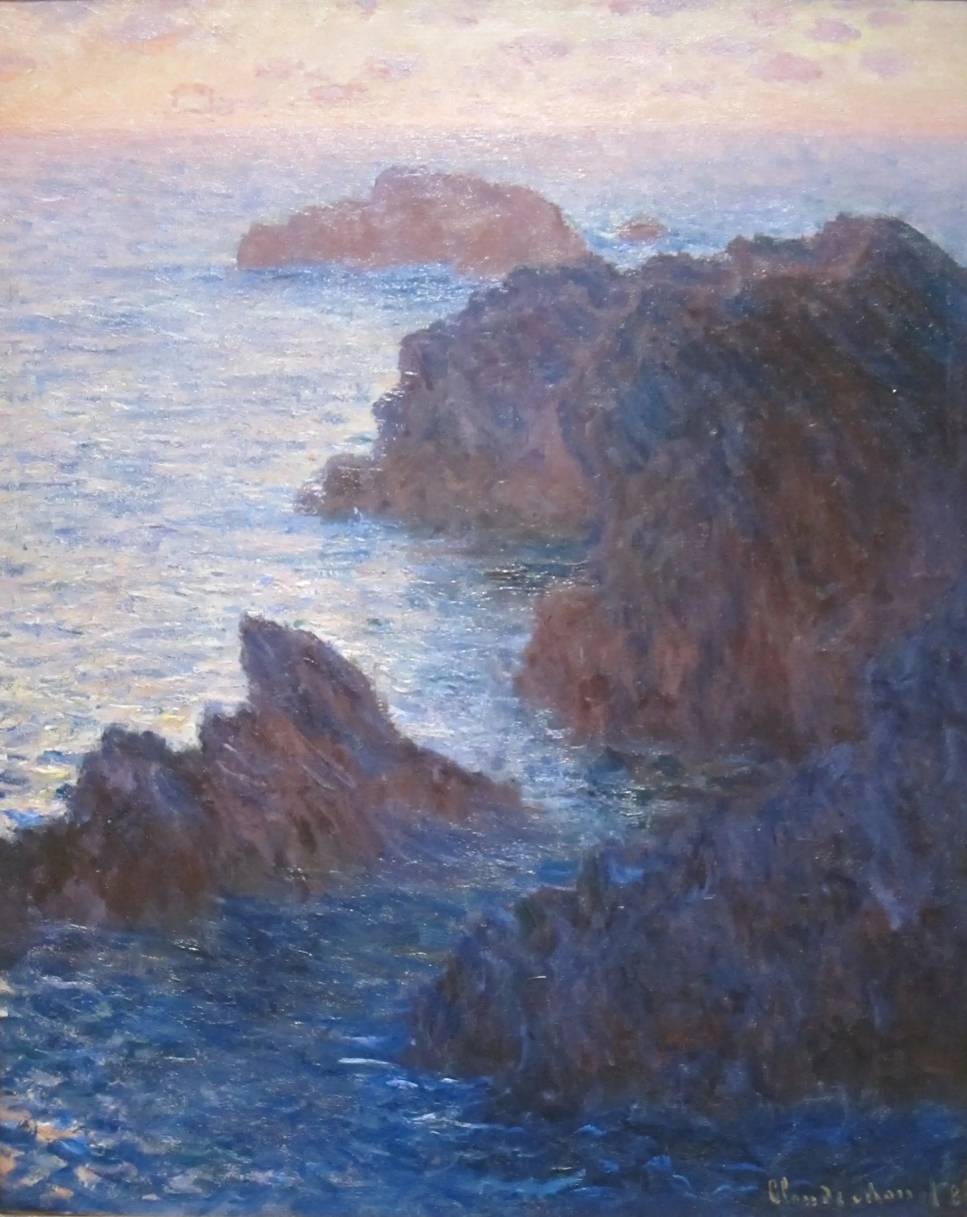 Reproduction du tableau « Roches à Belle-Île, Port-Domois - Claude Monet » par Alpha Reproduction en peinture à l’huile
