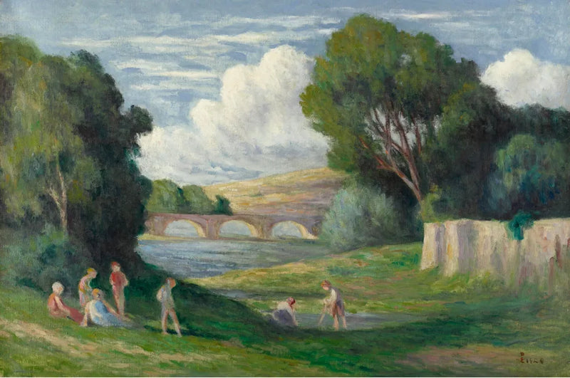 Rolleboise, banhistas perto do braço do Sena - Maximilien Luce