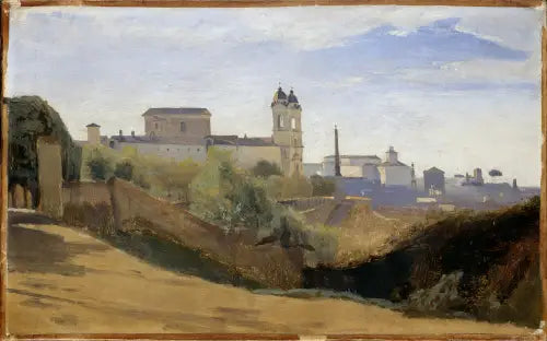 Roma, o Monte Pincio e a Trindade dos Montes, vistos dos jardins da Academia de França - Jean-Baptiste Camille Corot