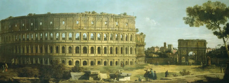 Roma: vista do Coliseu e do Arco de Constantino - Canaletto
