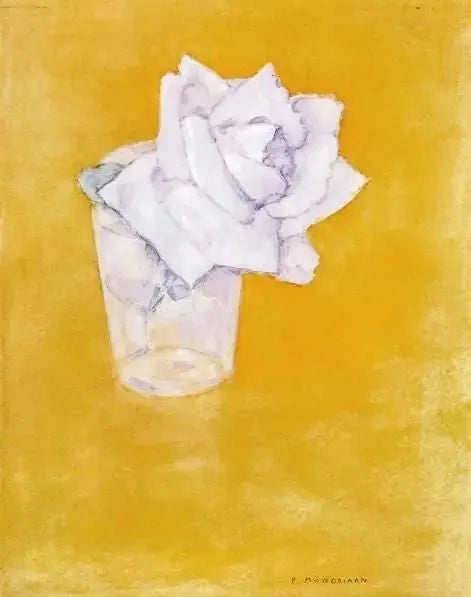 Rosa branca em um copo - Piet Mondrian