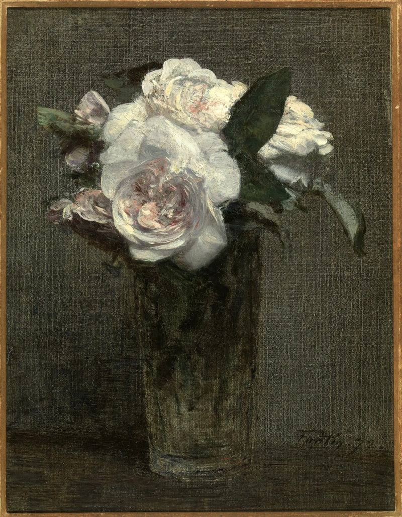 Rosas brancas em um copo - Henri Fantin-Latour