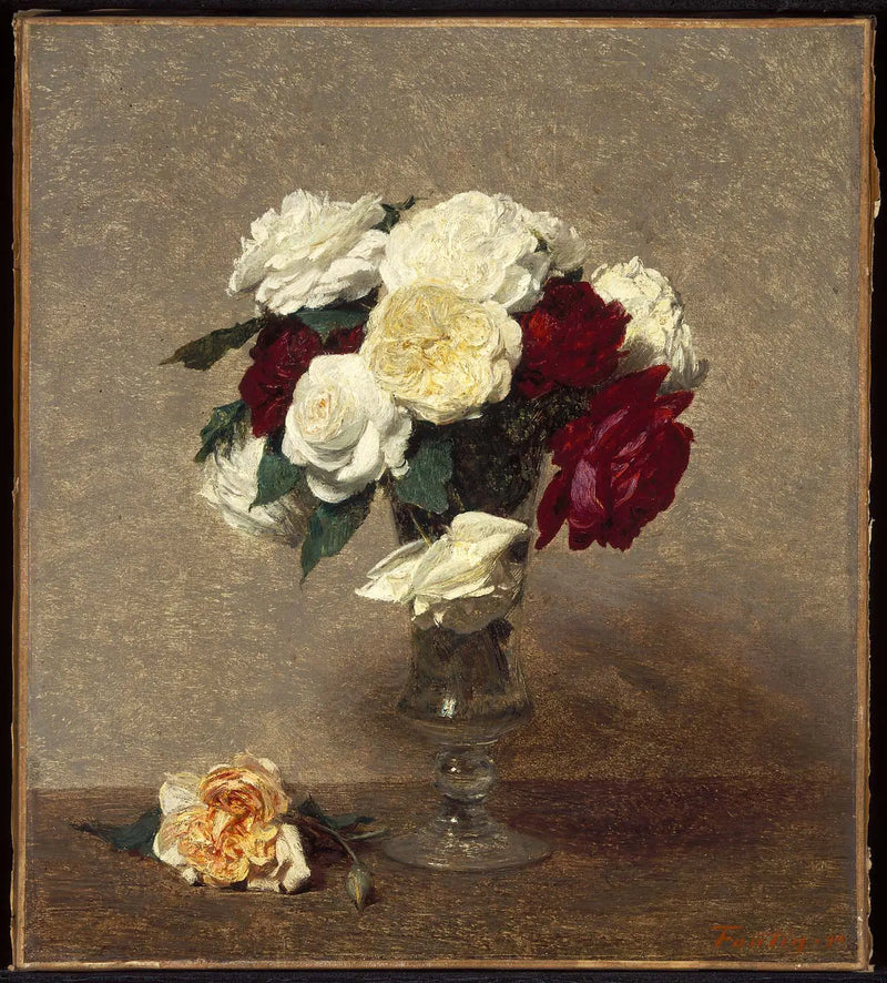 Rosas em um vaso de vidro - Henri Fantin-Latour