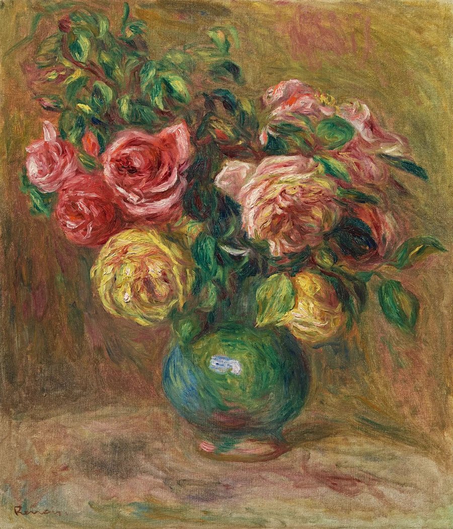 Rosas em um vaso verde - Pierre-Auguste Renoir