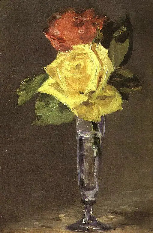 Rosas em uma taça de champanhe - Édouard Manet