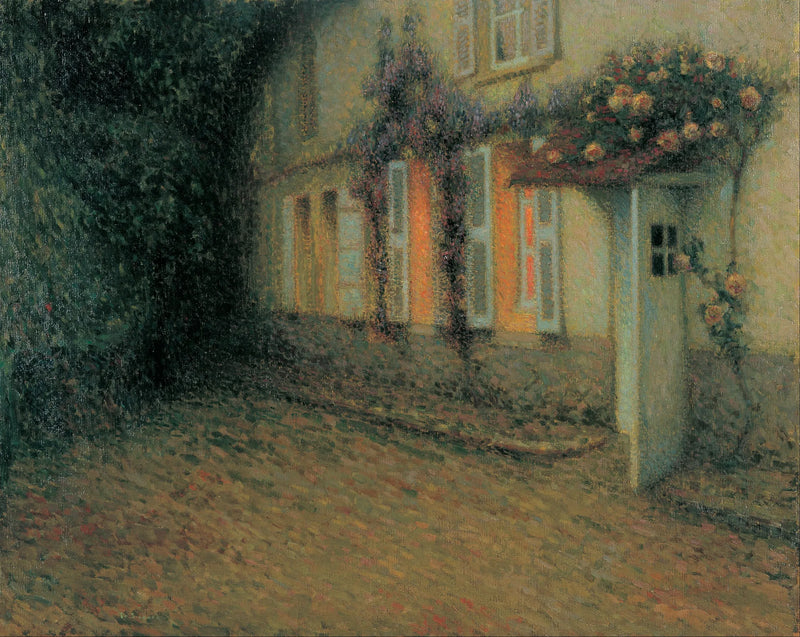 Rosas e glicínias na casa - Henri Le Sidaner