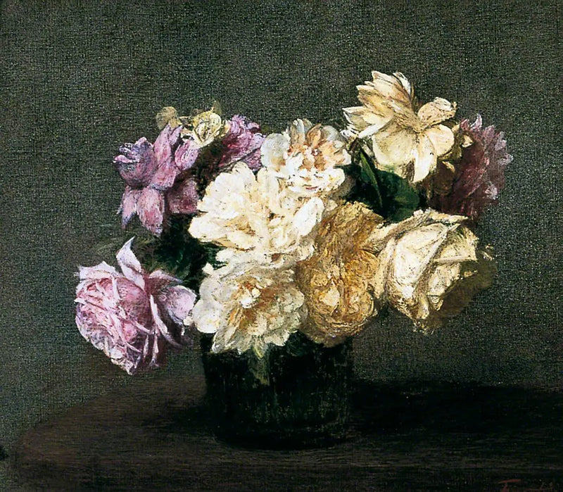 Rosas rosas e amarelas - Henri Fantin-Latour