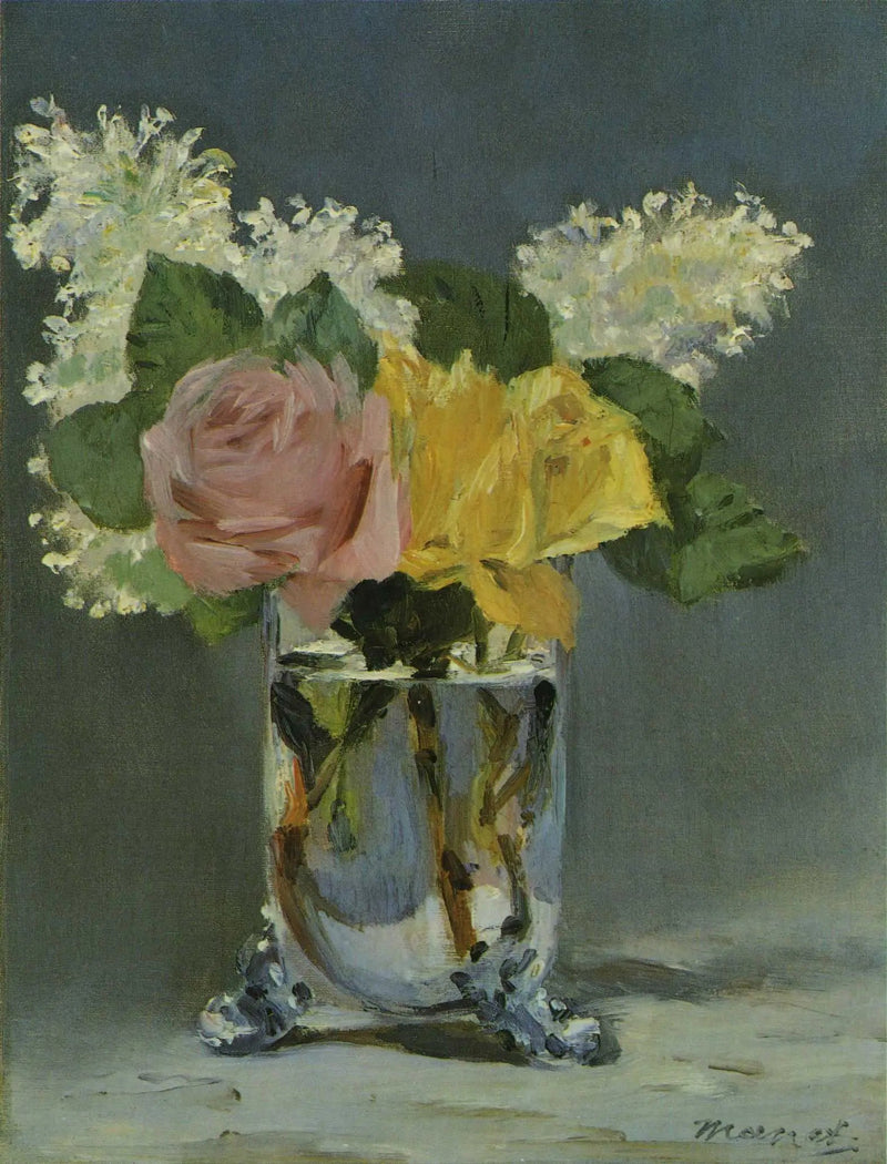 Rosas e lilases em um vaso - Édouard Manet
