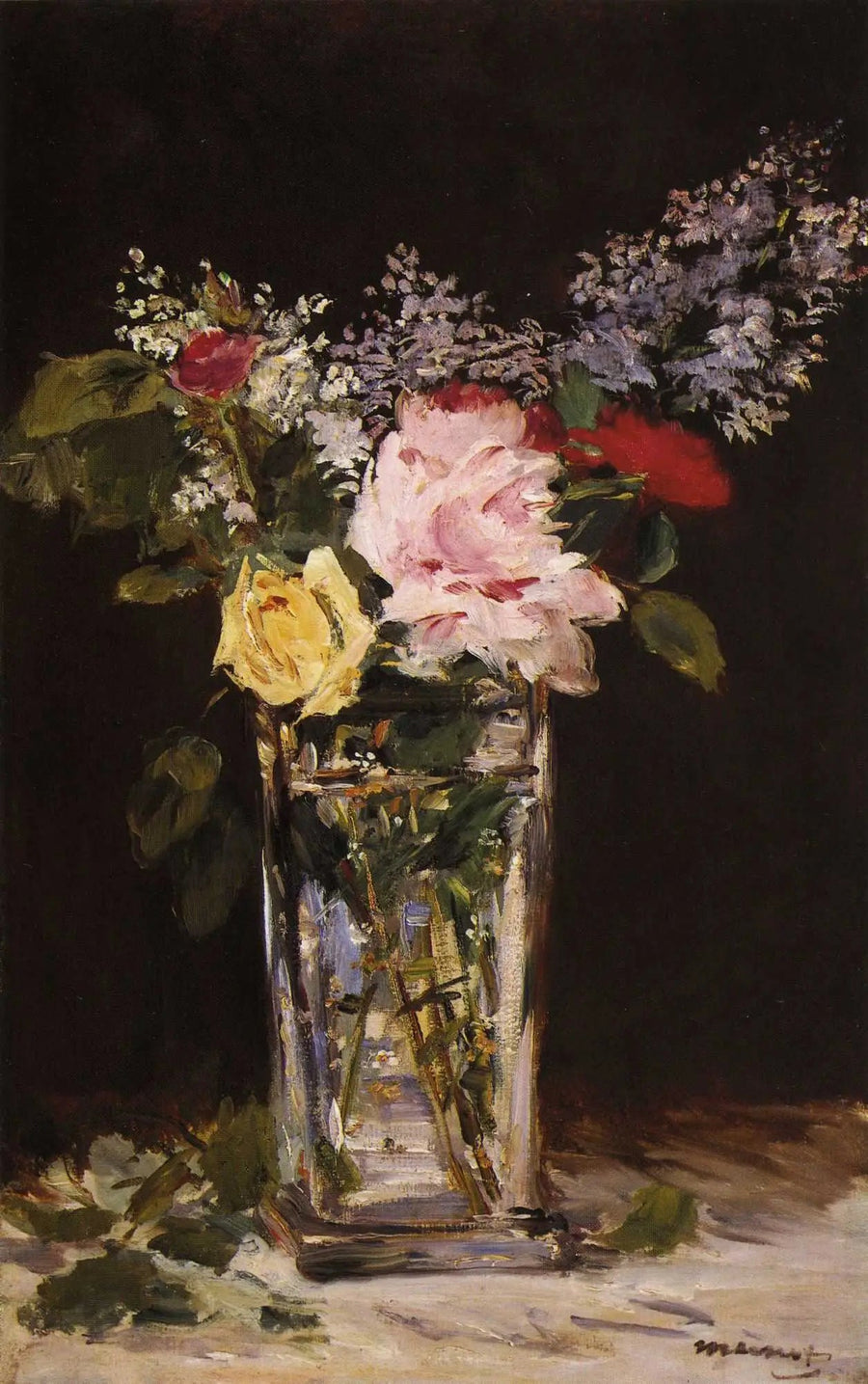 Rosas e lilases - Édouard Manet