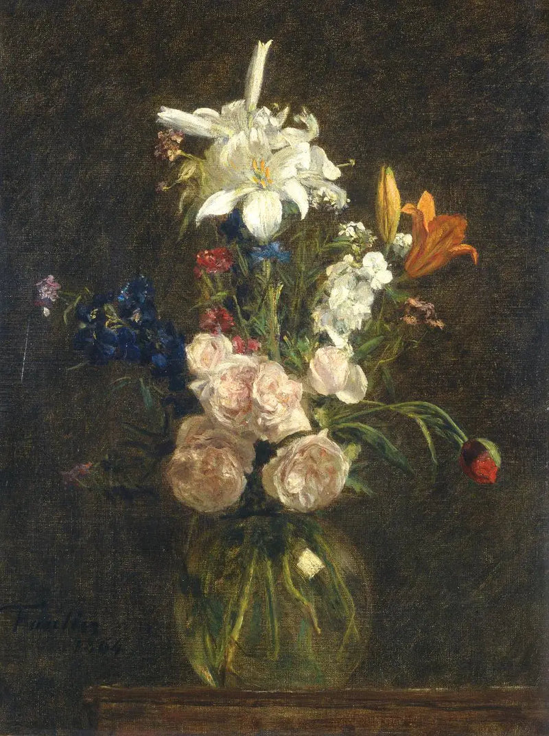 Rosas e lírios em um vaso - Henri Fantin-Latour