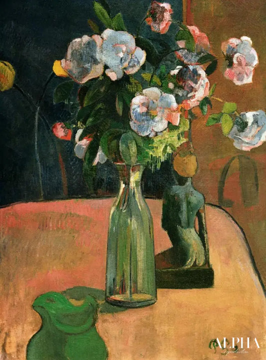 Roses et statue - Paul Gauguin - Reproductions de tableaux et peintures haut de gamme