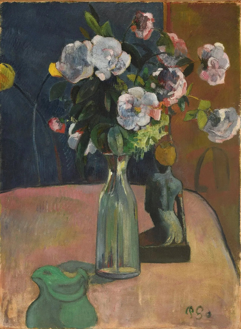 Rosas e estatueta - Paul Gauguin