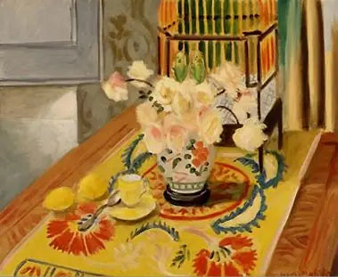 Rosas amarelas com gaiola de periquitos - Henri Matisse