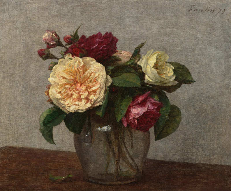 Rosas amarelas e vermelhas - Henri Fantin-Latour