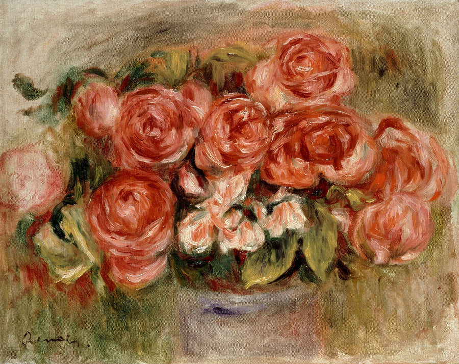 Natureza morta de rosas em um vaso - Pierre-Auguste Renoir