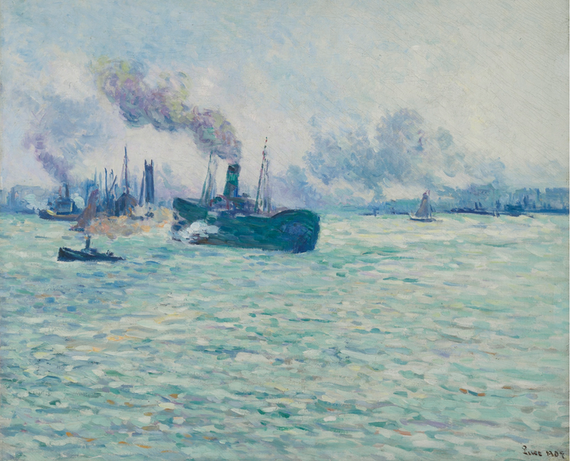 Rotterdam, cena de porto - Maximilien Luce