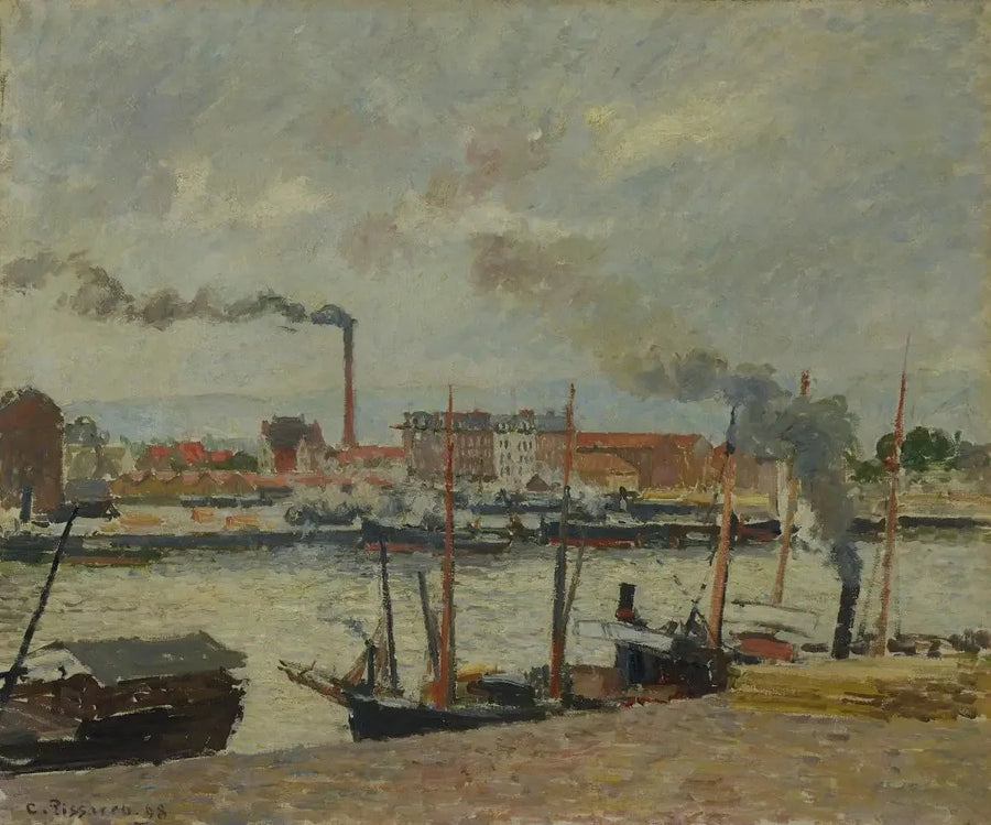 Rouen. Cais da Bolsa, chuva - Camille Pissarro